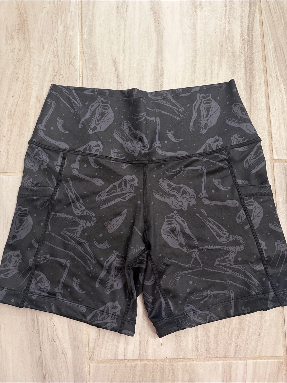Constantly varied  Gear CVG Black High-Waist Dino Skull Print Athletic Shorts